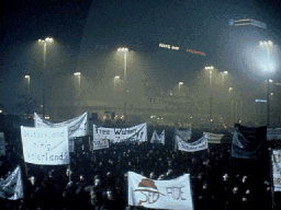Large demonstrations in Leipzig and other important East German cities demand unification.