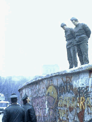 East German border guards talk to West Berlin police