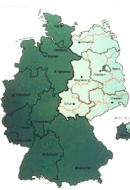 map of Germany, split east and west