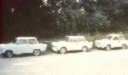 Three Trabant cars